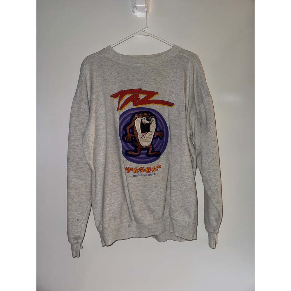 Vintage 1997 Genus Looney Tunes Taz Sweatshirt Mens Large Grey Made in USA 90s